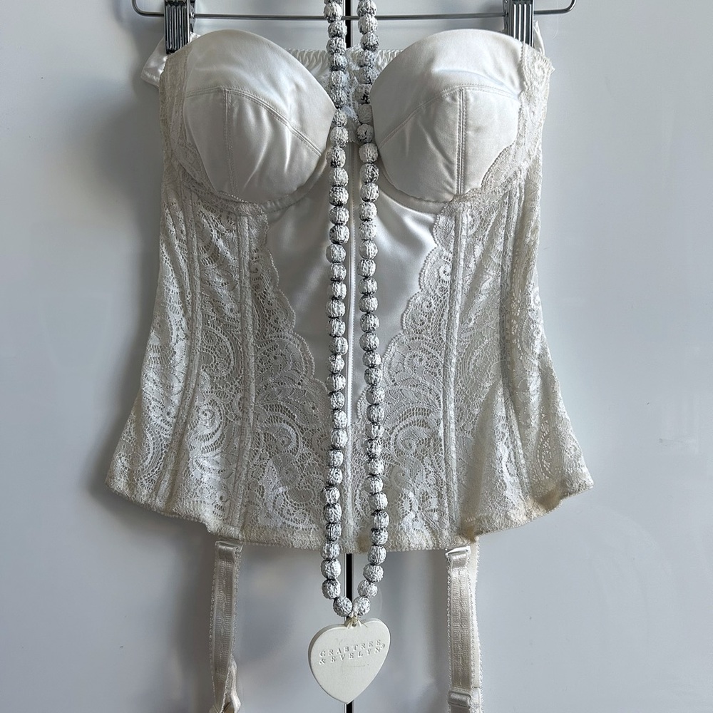PIEGE Lingerie Bridal Strapless Bridal Corset Bustier L Lace Pad B36/M-L Ivory